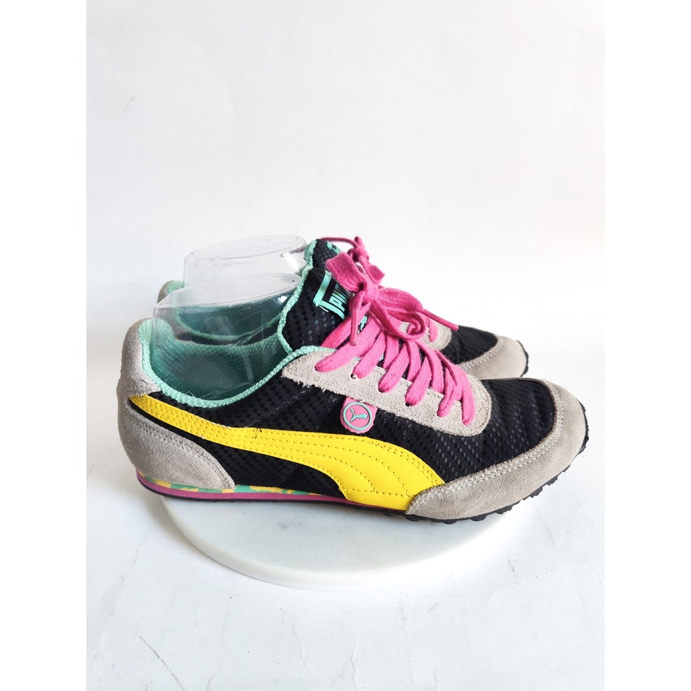 Puma Retro Sneakers 6 Colorful Womens Black Yellow Pink Teal Colorblock Comfort